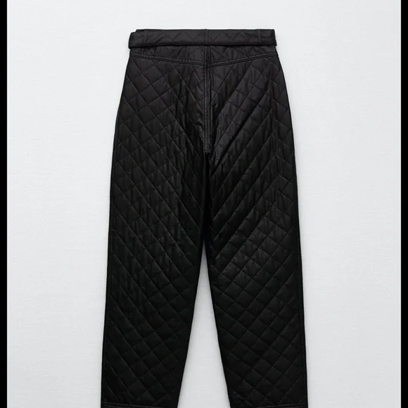 Zara Black Faux Leather Quilted Detail High Waisted Pants Sizes XS,S & M - Picture 4 of 8